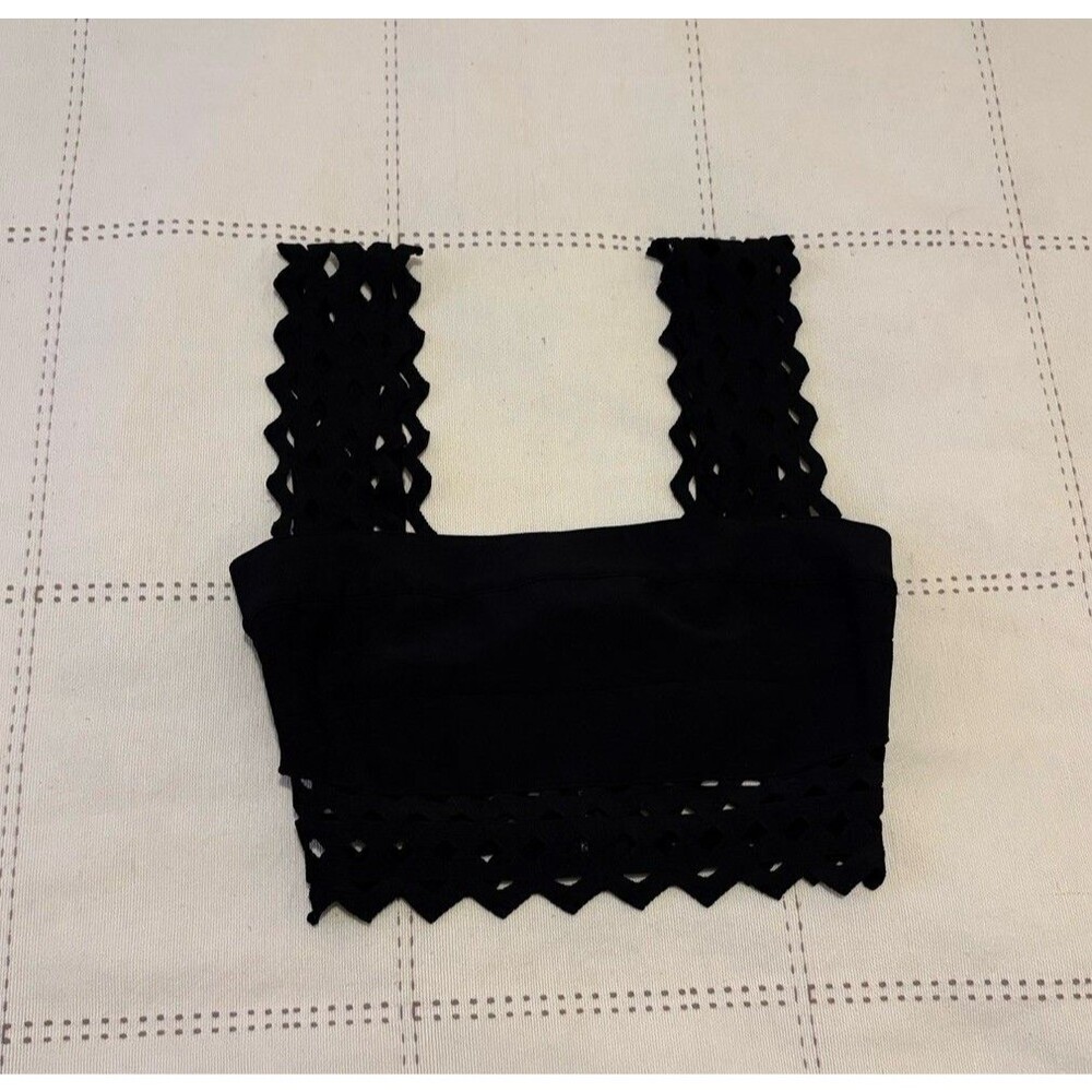 Susana Monaco Women's Laser-Cut Lace Crop Black Top/bralette